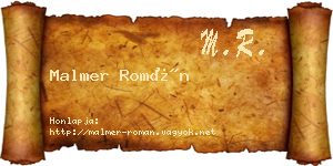 Malmer Román névjegykártya